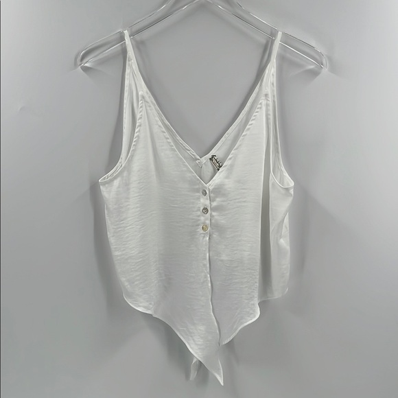 Free People Two Tie for You Tank Deep V Tie Front Cropped Cami Tank Top Plunge S - Picture 6 of 10